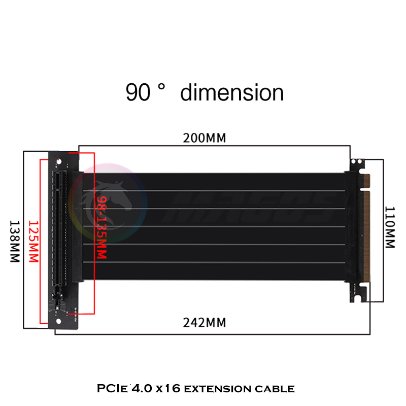 PCIE 4.0 X16 Riser Cable Video - đánh giá và giá Pcie 4.0 X16 Riser Cable 90 Degree