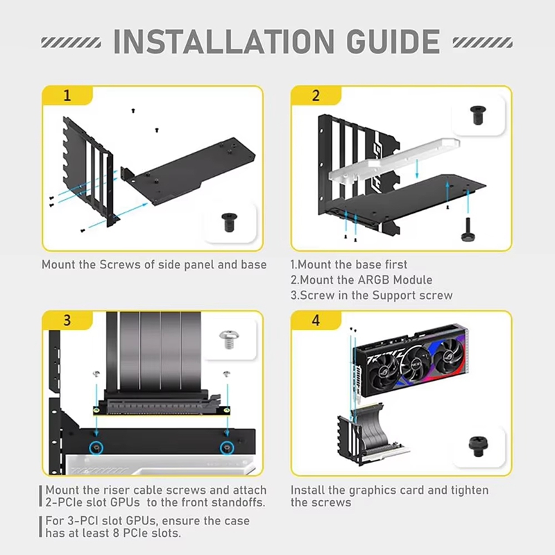 ●Vertical GPU Mounting Bracket - đánh giá và giá Pcie 4.0 X16 Riser Cable 90 Degree