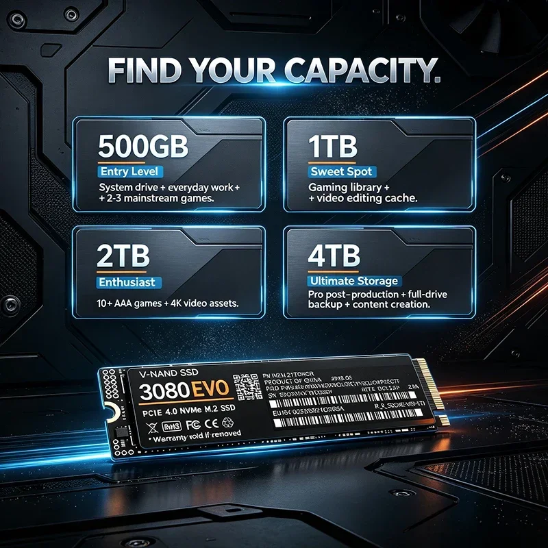 3080 EVO 1TB 2TB 4TB M.2 NVMe  - đánh giá và giá M.2 Nvme 4Tb Pcie 4.0 Ssd