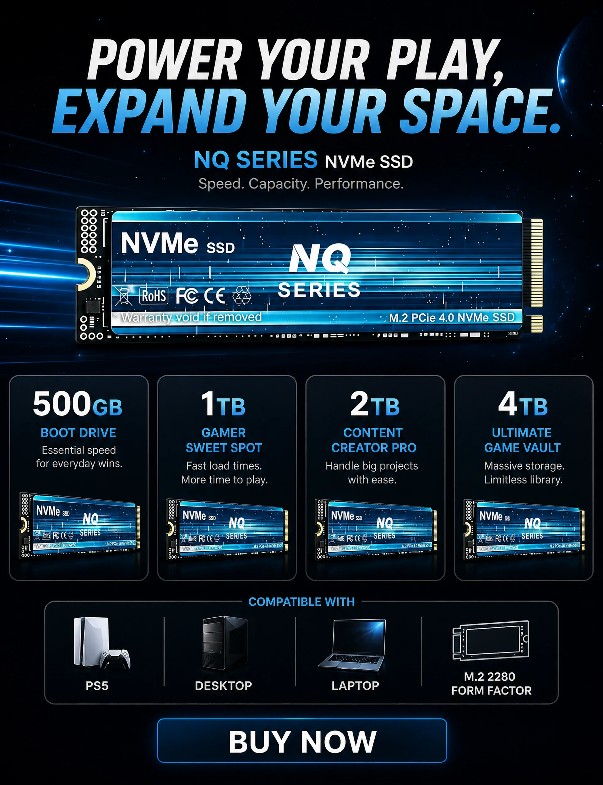 7300MB/s NQ Series PCIe 4.0 NV - đánh giá và giá M.2 Nvme 4Tb Pcie 4.0 Ssd